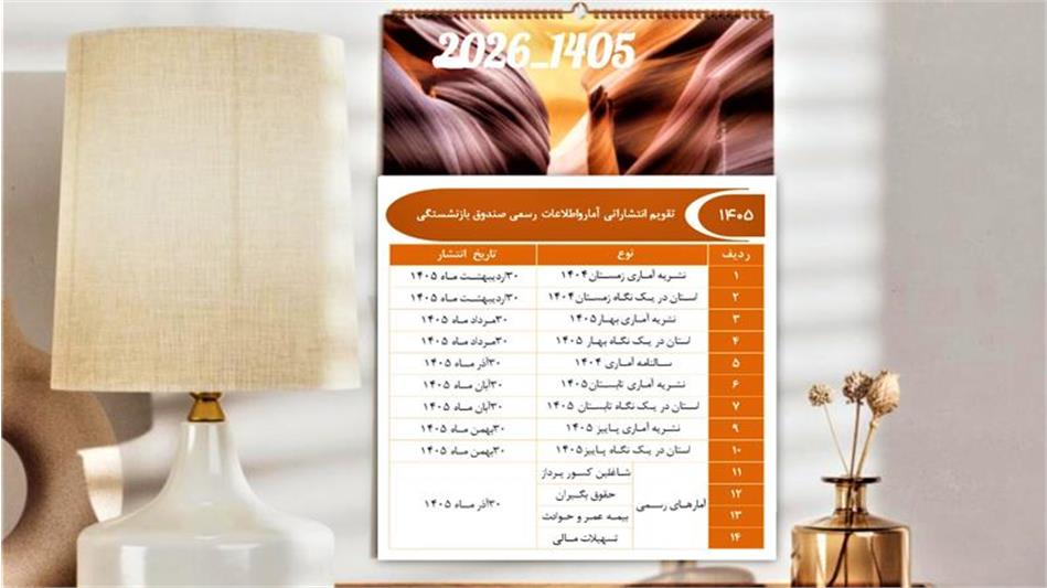 تقویم انتشار آمار و اطلاعات رسمی صندوق بازنشستگی کشوری (سال1405)